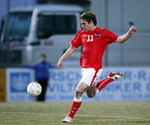 Marc Sand (Österreich U21) -  Fußball Länderspiel Herren U21 Viernationenturnier 2009, U 21 Nationalmannschaft, 4 Nationenturnier, Vier Nationen Turnier, Einzelbild Wiener Neudorf Dynamik,