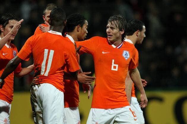 Torjubel Niederlande B Fußball Länderspiel Herren Freundschaftsspiel 2009, Test, Testspiel, Nationalteam, Nationaltrikot, Vdig Gruppe Ahlen Freude,