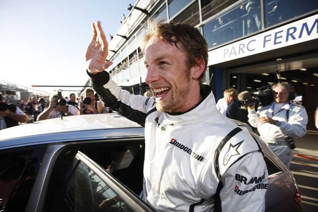 Jenson Button (England Brawn GP) - Pole Position in Melbourne 2009 -  Motorsport Grand Prix Herren Großer Preis von Australien 2009, Formel 1 Weltmeisterschaft, F1, F, GP, WM, Qualifying Einzelbild Albert Park Melbourne Freude,