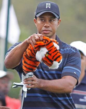 Tiger Woods (USA) mit Tiger als Schlägerhülle - (Icon196090327008) Golf Herren Arnold Palmer Invitational 2009, PGA Tour Einzelbild o00 Headcover Orlando Skepsis, Komik, EDITORIAL USE ONLY