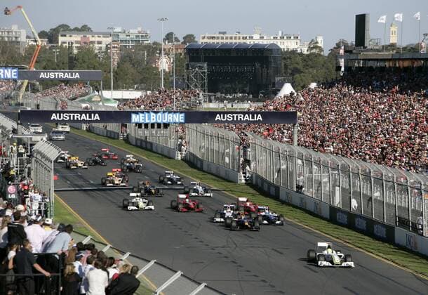 Start zum GP von Australien - Jenson Button (England Brawn GP) in Führung Motorsport Grand Prix Herren Großer Preis von Australien 2009, Formel 1 Weltmeisterschaft, F1, F, GP, WM Totale Albert Park Melbourne