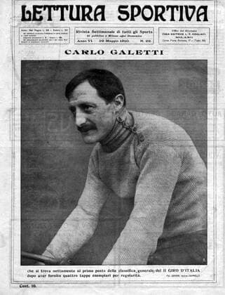 Carlo Galetti (Italien) als Etappensieger des Giro d Italia 1910 auf der Titelseite der Lettura Sportiva vom 29.05.1910 -  Radsport Herren Giro d Italia 1910, dItalia, Straßenradsport, Straße, Rad, Repro, Historie, Geschichte, Zeitgeist Einzelbild Aufnahmedatum geschätzt