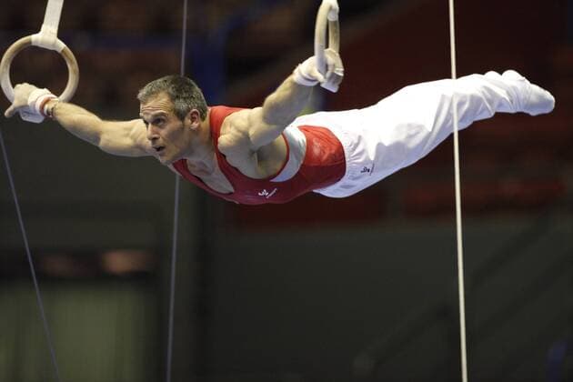 Jordan Jovtchev (Bulgarien) - Ringe Turnen EM Herren EM 2009, Kunstturnen, Geräteturnen, Nationaltrikot, Vdig Einzelbild Mailand