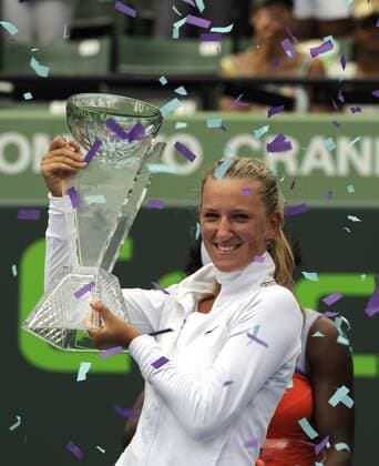 Victoria Azarenka (Weißrussland) gewinnt die Sony Ericsson Open 2009 Tennis Damen Sony Ericsson Open 2009, WTA Tour, Finale Einzelbild Key Biscayne Miami Freude,