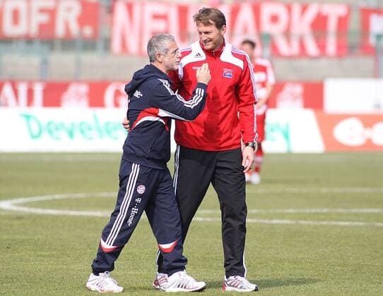 Trainer Ralph Hasenhüttl (Haching, re.) und Co Trainer Gerd Müller (Bayern II) Fußball Herren 3. Liga 2008 2009, SpVgg Unterhaching - FC Bayern München II 2:1, Haching, U23, U 23 A Amat Amateure Gruppe Unterhaching