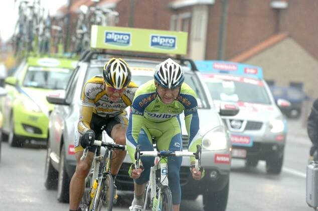 Aliaksandr Kuschynski (Weissrussland Liquigas, re.) vor Edvald Boasson Hagen (Norwegen Columbia High Road) -  Radsport Herren Gent Wevelgem 2009, Straßenradsport, Straße, Rad Gruppe Gent - Wevelgem
