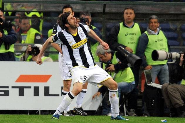 Vincenzo Iaquinta (Juventus Turin) - Torjubel -  Fußball Herren Serie A 2008 2009, 1. Italienische Liga, Juve Gruppe Genua Freude, Begeisterung,
