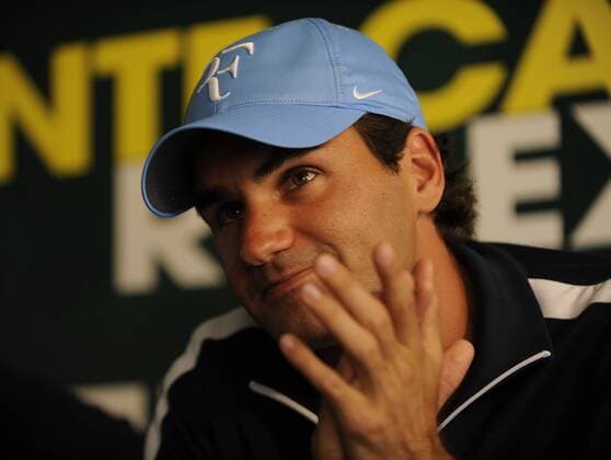 Roger Federer (Schweiz) - Pressekonferenz Tennis Herren Monte Carlo Open 2009, ATP Tour, Pressetermin, Einzelbild Monte Carlo, Monaco