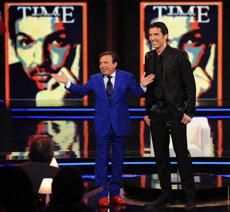 Torwart Gianluigi Buffon (Italien Juventus Turin) zu Gast bei Piero Chiambretti in der Late Night Show Chiambretti Night -  Fußball Herren Chiambretti Night 2009, Serie A 2008 2009, 1. Liga, Juventus Turin, Juve Gruppe Mailand