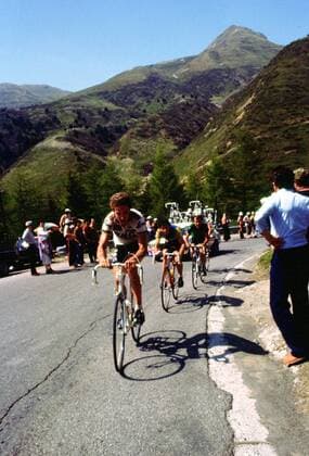 Dietrich Thurau (BR Deutschland Kotters GBC, vorn) im Anstieg zum Tonalepass -  Radsport Herren Giro d Italia 1981, dItalia, Straßenradsport, Straße, Rad Totale Tonalepass, Passo del Tonale 18. Etappe: Borno - Dimaro