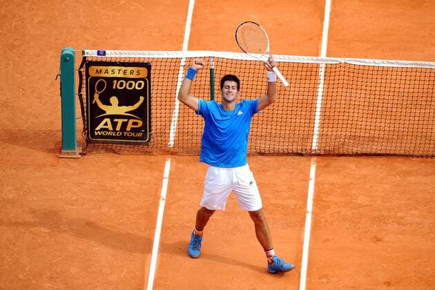 Novak Djokovic (Serbien) - Schlussjubel -  Tennis Herren Monte Carlo Rolex Masters 2009, Open, ATP Tour, Einzelbild Monaco Freude,