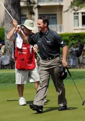Ted Purdy (USA, re.) jubelt - (Icon20109041855) Golf Herren Verizon Heritage 2009, PGA Tour Gruppe Harbour Town Freude, EDITORIAL USE ONLY