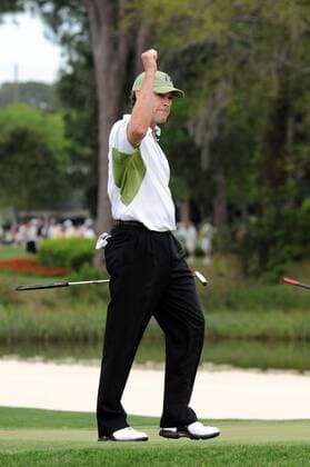 Lee Janzen (USA) jubelt - (Icon20109041882) Golf Herren Verizon Heritage 2009, PGA Tour Einzelbild Harbour Town Freude, EDITORIAL USE ONLY