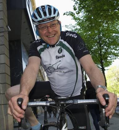 Hans Michael Holczer (Deutschland) freut sich auf das Skoda Velothon 2009 Radsport Herren Skoda Velothon 2009, Straßenradsport, Straße, Rad, Radrennen, Straßenradrennen Einzelbild Berlin Freude,