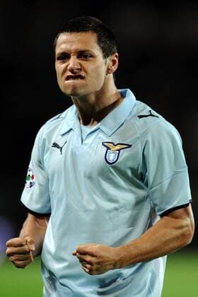 Torschütze Mauro Zarate (Lazio Rom) jubelt -  Fußball Herren Coppa Italia 2008 2009, italienischer Pokal, Pokalspiel, Lazio Rom Einzelbild Turin Freude, Begeisterung,