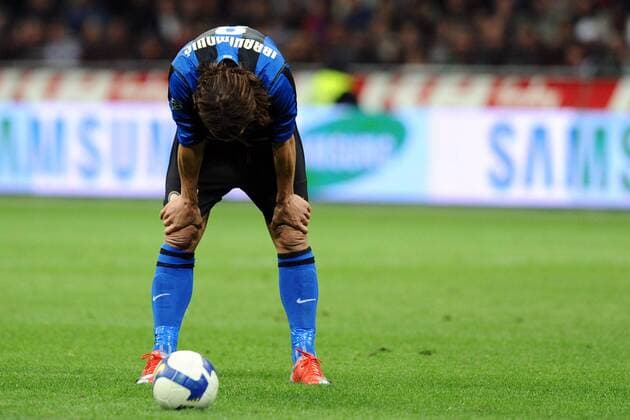 Zlatan Ibrahimovic (Inter Mailand) enttäuscht -  Fußball Herren Coppa Italia 2008 2009, Pokal, Pokalspiel, FC Internazionale Mailand, Inter Einzelbild Mailand Enttäuschung, Verzweiflung, Erschöpfung,
