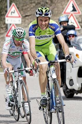 Ivan Basso (Liquigas, re.) und Danilo di Luca (LPR beide Italien) Radsport Herren Giro del Trentino 2009, Straßenradsport, Straße, Rad Gruppe 4. Etappe: Sillian - Pejo Fonti