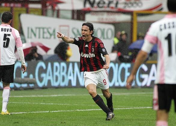 Filippo Inzaghi (AC Mailand, Mitte) - Torjubel - Fußball Herren Serie A 2008 2009, 1. Italienische Liga, AC Mailand - US Palermo 3:0, Milan, Einzelbild Mailand Freude,