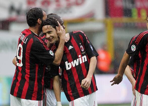 Filippo Inzaghi (AC Mailand, re.) - Torjubel - Fußball Herren Serie A 2008 2009, 1. Italienische Liga, AC Mailand, Milan, Gruppe Mailand Freude,