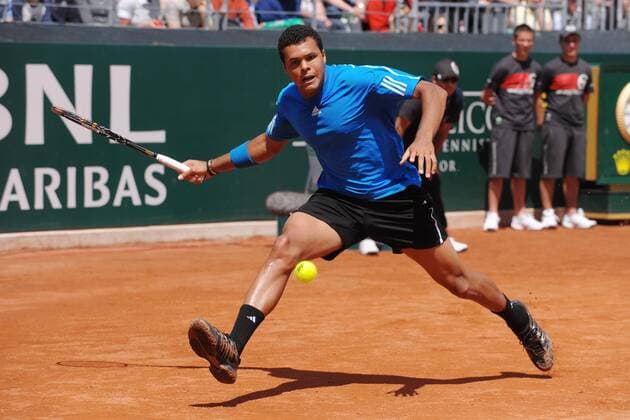Jo Wilfried Tsonga (Frankreich) - -AS3107 Tennis Herren Internazionali BNL d Italia 2009, dItalia, ATP Tour, Masters Series Einzelbild Rom Dynamik,