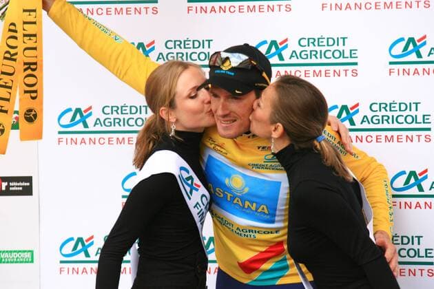 Gregory Rast (Schweiz Astana), Gesamtführender nach der 2. Etappe der Tour de Romandie 2009 von La Chaux de Fonds nach La Chaux de Fonds Radsport Herren Tour de Romandie 2009, Straßenradsport, Straße, Rad Gruppe 2. Etappe: La Chaux de Fonds - La Chaux de Fonds Freude, 