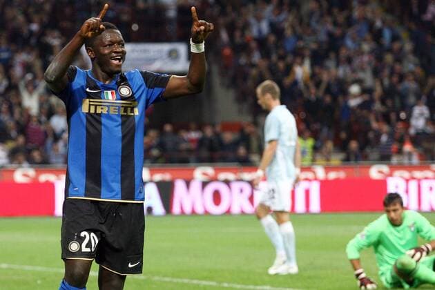 Sulley Ali Muntari (Inter Mailand) - Torjubel -  Fußball Herren Serie A 2008 2009, 1. Italienische Liga, FC Internazionale Mailand - Lazio Rom 2:0, Inter Gruppe Mailand Freude,