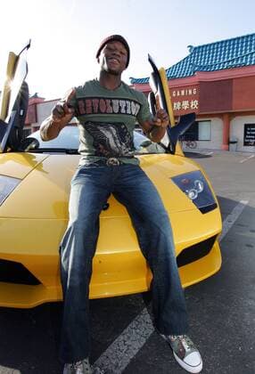 Floyd Mayweather Jr. (USA) und sein Lamborghini -  Boxen Herren Boxsport 2009, Profiboxen, Shooting, Einzelbild Las Vegas