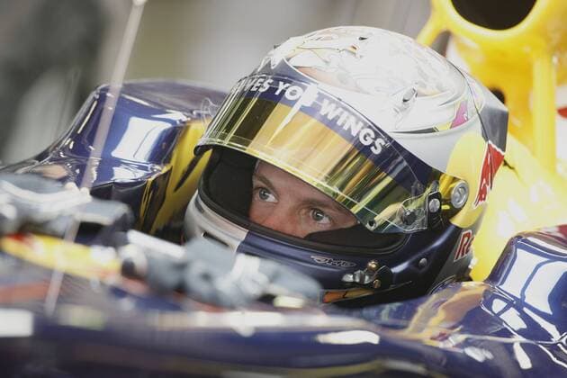 Sebastian Vettel (Deutschland Red Bull) im Cockpit seines Boliden Motorsport Grand Prix Herren Großer Preis von Spanien 2009, Formel 1 Weltmeisterschaft, F1, F, GP, WM, Freies Training, Vdig Einzelbild Circuit de Catalunya Barcelona