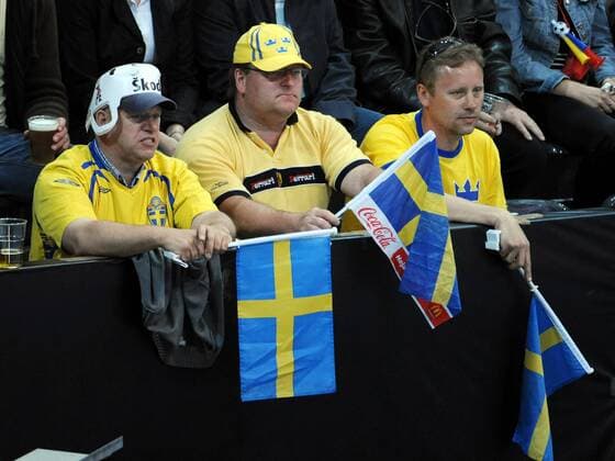 Schwedische Fans -  Eishockey WM Herren WM Halbfinale 2009, Nationalteam, Länderspiel, Gruppe Bern Enttäuschung,
