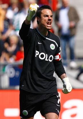 Torwart Diego Benaglio (Wolfsburg) - Torjubel Fußball 1. BL Herren Saison 2008 2009, VfL Wolfsburg Einzelbild Hannover Freude,