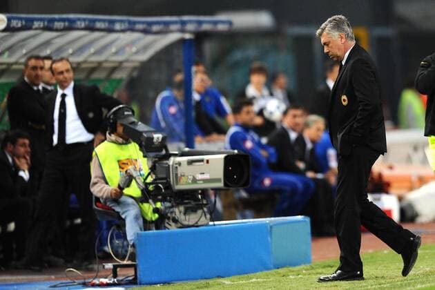 Trainer Carlo Ancelotti (AC Mailand) enttäuscht -  Fußball Herren Serie A 2008 2009, 1. Liga, AC Mailand, Milan Gruppe Udine Enttäuschung,