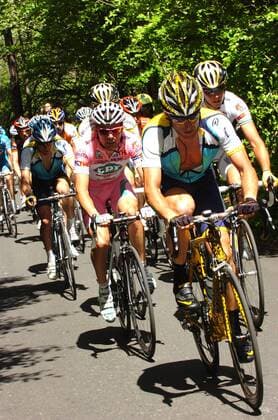 Lance Armstrong (USA Astana) vor Danilo Di Luca (Italien LPR) -  Radsport Herren Giro d Italia 2009, dItalia, Straßenradsport, Straße, Rad Gruppe 10. Etappe: Cuneo - Pinnerolo