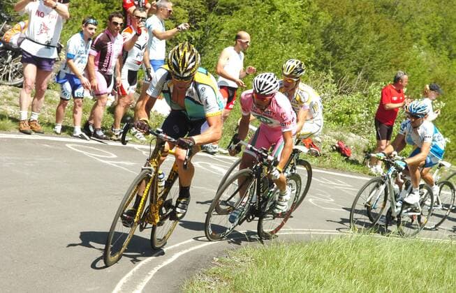 Lance Armstrong (USA Astana) vor Danilo di Luca (Italien LPR) -  Radsport Herren Giro d Italia 2009, dItalia, Straßenradsport, Straße, Rad Gruppe 10. Etappe: Cuneo - Pinnerolo