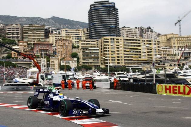 Nico Rosberg (Deutschland Williams) mit seinem Boliden in der Piscine Schikane des Circuit de Monaco Motorsport Grand Prix Herren Großer Preis von Monaco 2009, Formel 1 Weltmeisterschaft, F1, F, GP, WM Einzelbild Circuit de Monaco Monte Carlo