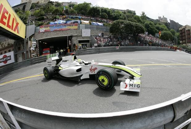 Jenson Button (England Brawn GP) mit seinem Boliden in der Anthony Noghes Passage Motorsport Grand Prix Herren Großer Preis von Monaco 2009, Formel 1 Weltmeisterschaft, F1, F, GP, WM Totale Monte Carlo