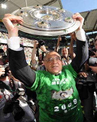 Trainer Felix Magath (Wolfsburg) - Deutscher Meister 2009 Fußball 1. BL Herren Saison 2008 2009, VfL Wolfsburg Pokal Einzelbild Meisterschaft Wolfsburg Freude,