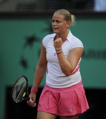 Anna Lena Groenefeld (Deutschland) jubelt Tennis Damen French Open 2009, Grand Slam, WTA Tour Einzelbild Roland Garros Paris Freude,