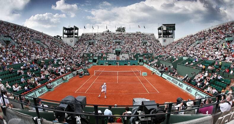 Partie Juan Ignacio Chela (Argentinien) vs. Andrew Murray (Großbritannien, hi.) auf dem Court Suzanne Lenglen im Roland Garros -  Tennis Herren French Open 2009, Grand Slam, ATP Tour Totale Roland Garros Paris