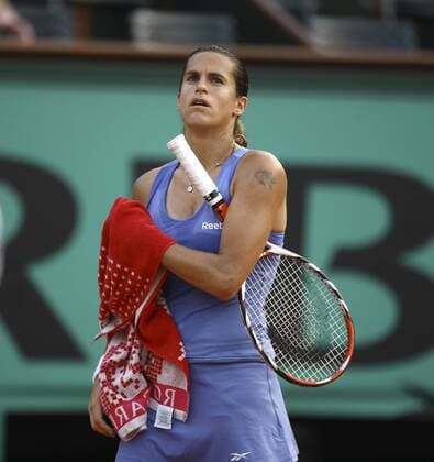 Amelie Mauresmo (Frankreich) skeptisch Tennis Damen French Open 2009, Grand Slam, WTA Tour Einzelbild Roland Garros Paris Enttäuschung,
