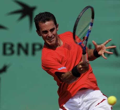 Alberto Martin (Spanien) Tennis Herren French Open 2009 Grand Slam ATP Tour Einzelbild Roland Garros Paris Dynamik,