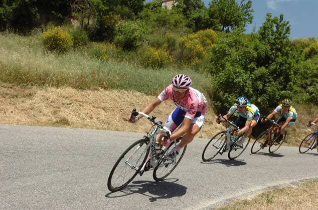 Denis Menchov (Russland Rabobank, li.) vor Levi Leipheimer und Lance Armstrong (beide USA Astana) -  Radsport Herren Giro d Italia 2009, dItalia, Straßenradsport, Straße, Rad Gruppe 16. Etappe: Pergola - Monte Petrano Dynamik,