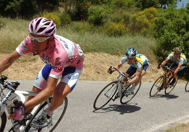 Denis Menchov (Russland Rabobank, li.) vor Levi Leipheimer und Lance Armstrong (beide USA Astana) -  Radsport Herren Giro d Italia 2009, dItalia, Straßenradsport, Straße, Rad Gruppe 16. Etappe: Pergola - Monte Petrano