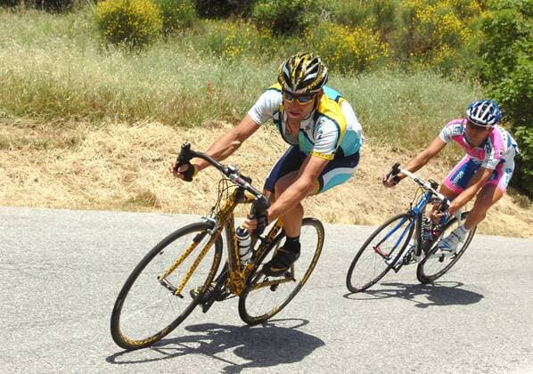 Lance Armstrong (USA Astana, li.) -  Radsport Herren Giro d Italia 2009, dItalia, Straßenradsport, Straße, Rad Gruppe 16. Etappe: Pergola - Monte Petrano
