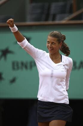 Petra Cetkovska (Tschechien) jubelt Tennis Damen French Open 2009, Grand Slam, WTA Tour Einzelbild Roland Garros Paris Freude,