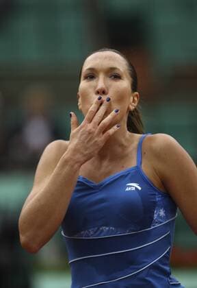 Jelena Jankovic (Serbien) - Schlußjubel Tennis Damen French Open 2009, Grand Slam, WTA Tour Einzelbild Roland Garros Paris Begeisterung, Freude,