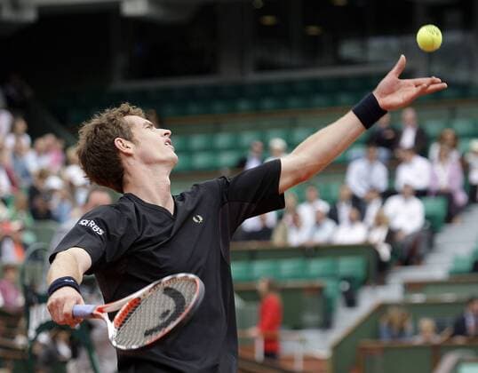 Andy Murray (Großbritannien) Tennis Herren French Open 2009, Grand Slam, ATP Tour Einzelbild Roland Garros Paris Dynamik,