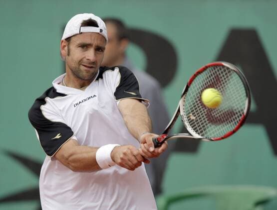 Nicolas Kiefer (Deutschland) Tennis Herren French Open 2009, Grand Slam, ATP Tour Einzelbild Roland Garros Paris Dynamik,