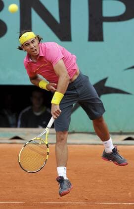 Rafael Nadal (Spanien) Tennis Herren French Open 2009, Grand Slam, ATP Tour Einzelbild Roland Garros Paris Dynamik,