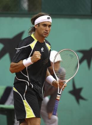 David Ferrer (Spanien) jubelt Tennis Herren French Open 2009, Grand Slam, ATP Tour Einzelbild Roland Garros Paris