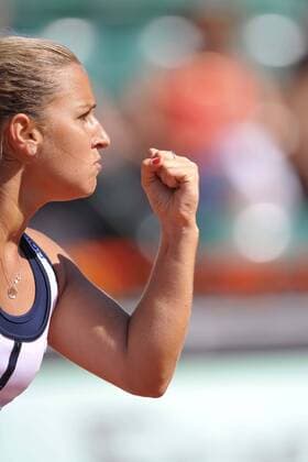Dominika Cibulkova (Slowakei) jubelt -  Tennis Damen French Open 2009, Grand Slam, WTA Tour, Vdig Einzelbild Roland Garros Paris Freude,